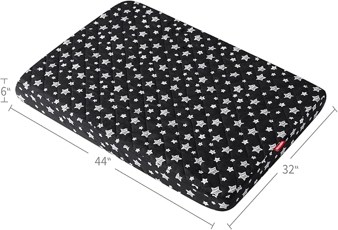 Dog Bed Covers Replacement Washable Pet Hair Easy to Remove, Waterproof Dog Bed Covers Noiseless Quilted, Pet Bed Cover Lovely Black Star Print, Puppy Bed Cover 32x44 Inches, for Dog/Cat, Cover Only