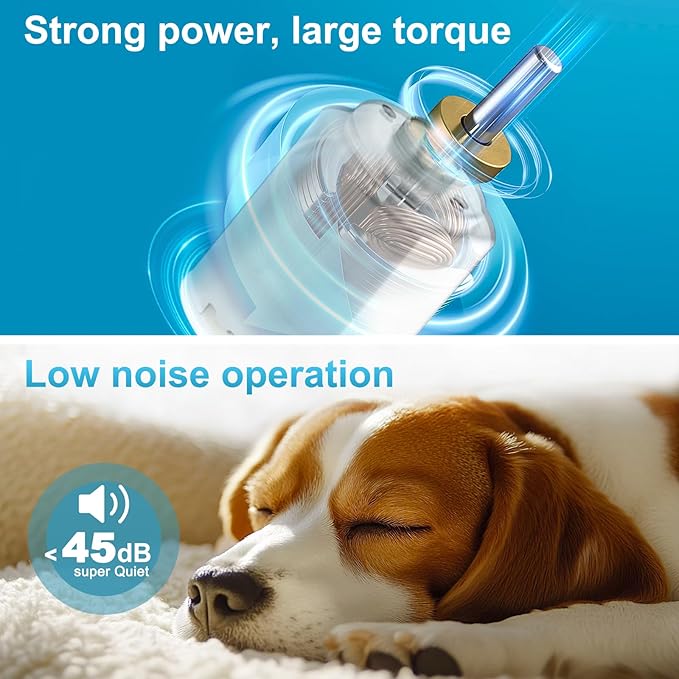 Dog Clippers for Grooming Low Noise - 5 Speed Dog Grooming Clippers with LCD Display, Cordless Pet Hair Clippers Trimmer for Dog & Cat, High Power, Blue