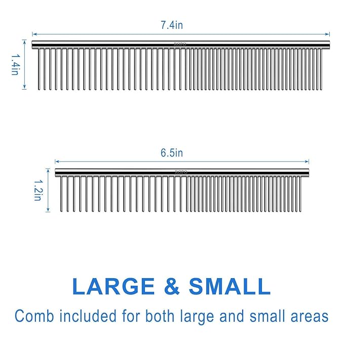 ROPO Dog Grooming Brush, 2pcs Pet Cat and Dog Comb Tool Materials, Easy to Use, Lightweight and Portable, Suitable for Any Pet with Hair Guarantee