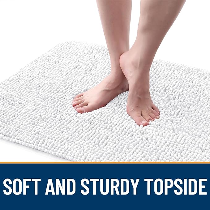 OLANLY Dog Door Mat for Muddy Paws 30x20, Absorbs Moisture and Dirt, Absorbent Non-Slip Washable Mat, Quick Dry Chenille, Mud Mat for Dogs, Entry Indoor Door Mat for Inside Floor, White