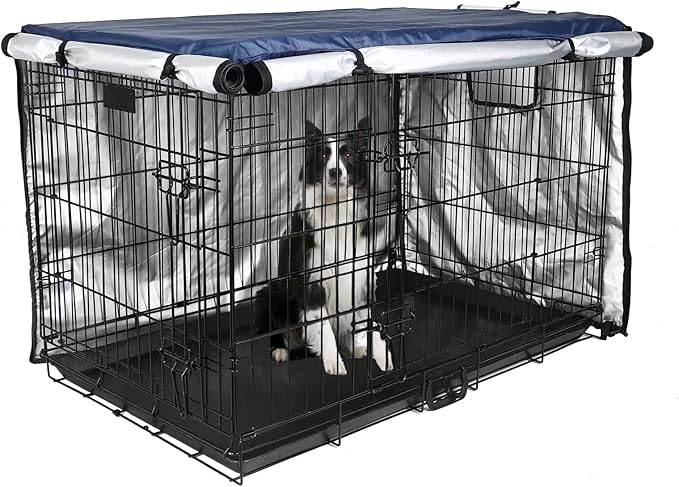 Medibot Dog Crate Cover 36 inch - Double Door, Dog Kennel Indoor, Waterproof Dog Kennel Cover with Air Vent Window, for Indoor/Outdoor Most Wire Dog Crate(Navy Blue)