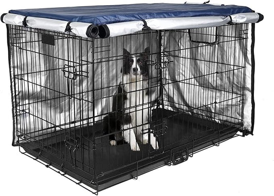 Medibot Dog Crate Cover 36 inch - Double Door, Dog Kennel Indoor, Waterproof Dog Kennel Cover with Air Vent Window, for Indoor/Outdoor Most Wire Dog Crate(Navy Blue)