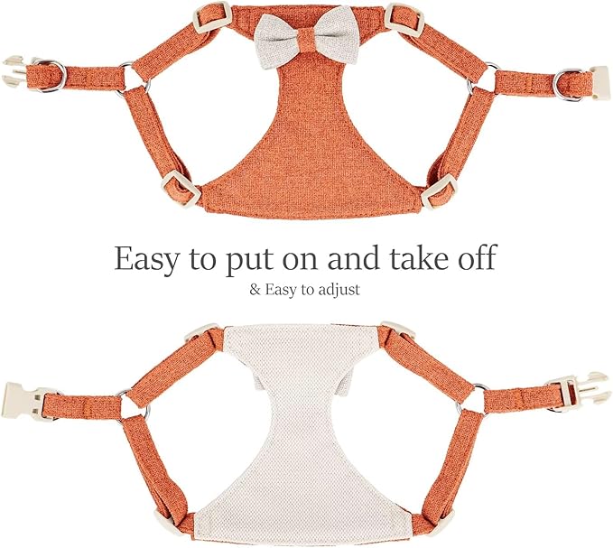 Beirui Small Dog Harness and Leash Set, Soft Lightweight Puppy Harness, Adjustable Bow Tie Puppy Harness for Small Dogs (Orange, XS)
