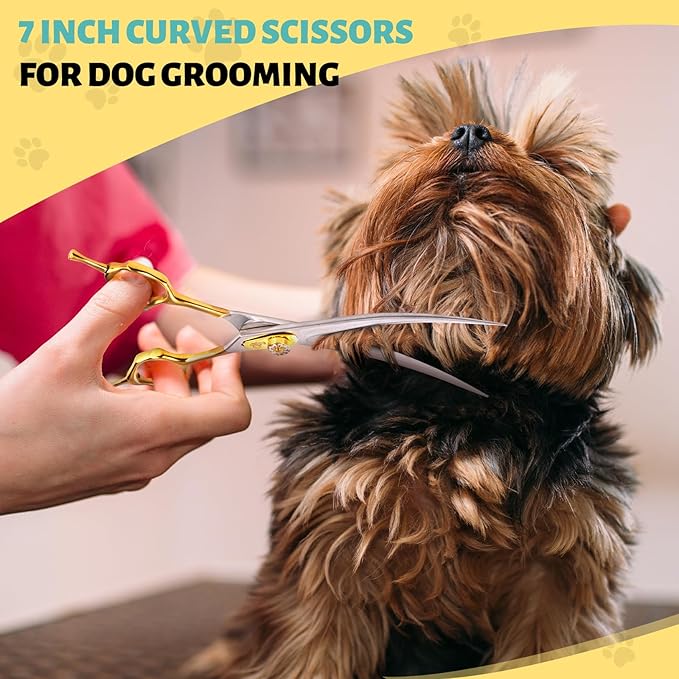 7 Inch Curved Grooming Scissors for Dogs and Pets, Professional Up-curved Scissor, Premium Steel Scissors for Dog Grooming, Ideal for Dogs, Cats, and Other Pets