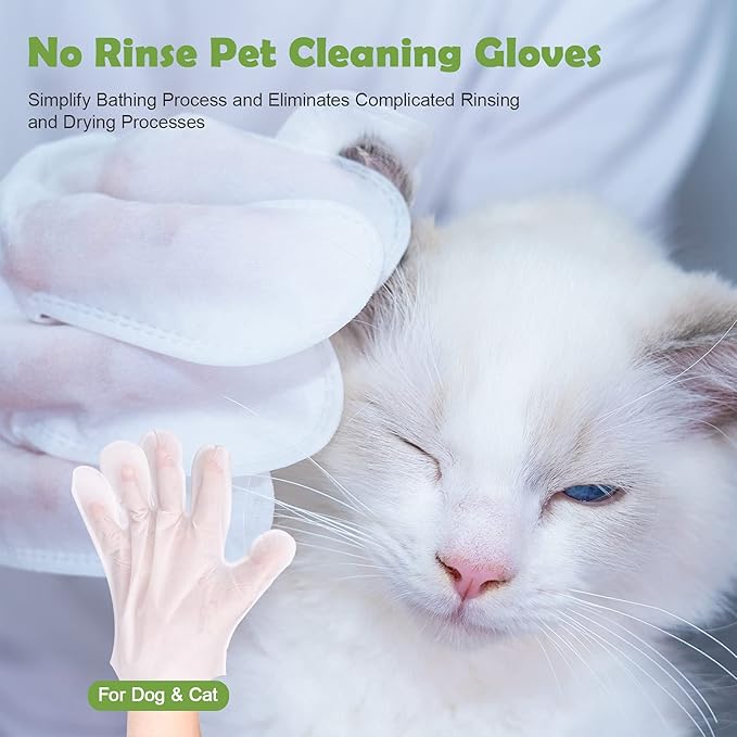 Pet Grooming Glove - Gentle Deshedding Brush Glove, Pet Bathing Wipes - Enhanced Five Finger Design - Daily Care and Traveling - Perfect for Dog & Cat with Long & Short Fur(14pcs/2-Pack)