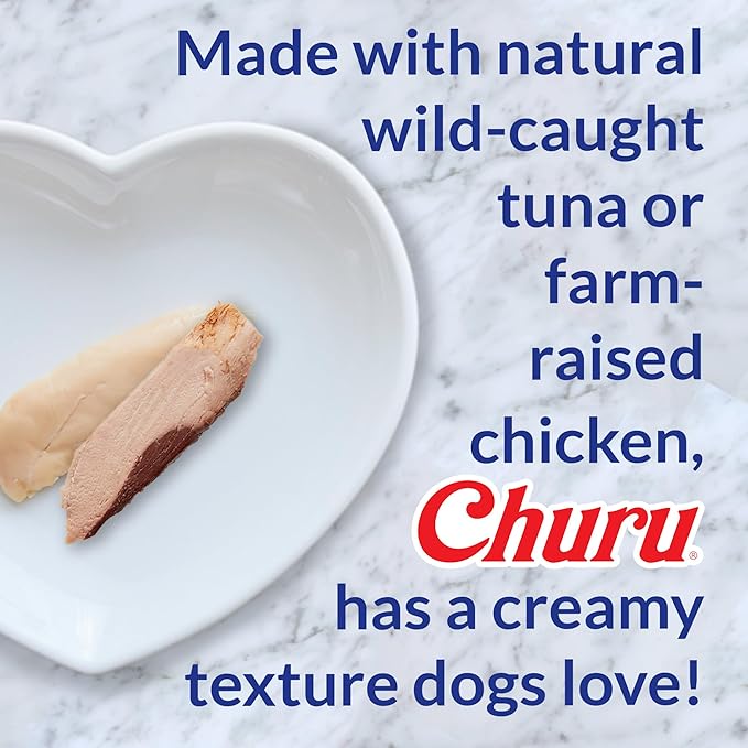 INABA Churu Meal Topper for Dogs, Complete & Balance, Creamy, Lickable Purée Dog Food Topper, 0.5 Ounce Tube, 24 Tubes (4 per Pack), Chicken with Beef Recipe