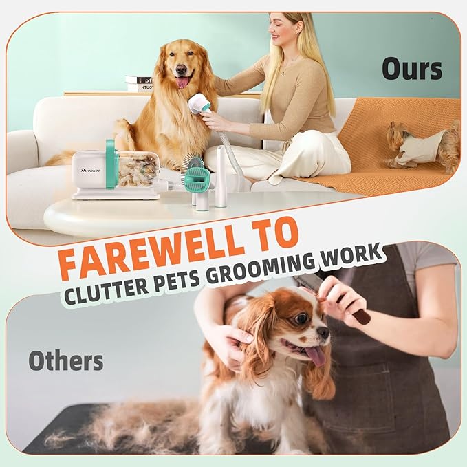 Dog Grooming Vacuum, Dog Vacuum for Shedding Grooming, Low Noise Quiet Dogs Pet Fur Hair Remover Kit, 15kpa Cat Groomer Shedding Brush Attachment Home Cleaning Supplies Set