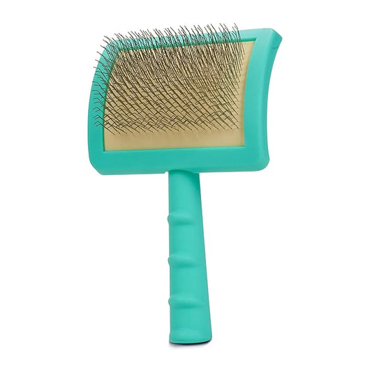 Jelly Pet Universal Slicker Brush for Dogs, Grooming Brush, Remove Tangles and Dead Undercoat, Tuffer Than Tangles, Doodle Huskie Sheep Dog Golden Retriever German Shepherd, Firm Pins, Teal, Large