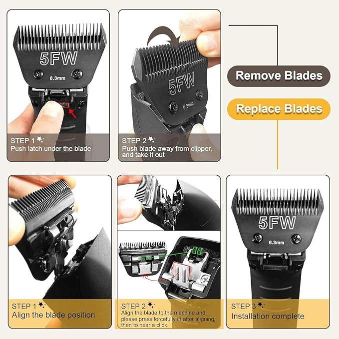 Detachable Pet Dog Grooming Wide Blades-Size 30W Dog Grooming Wide Blade，Compatible with Most Andis,Oster A5,Wahl km10 Clippers -2PCS 30W(Black)