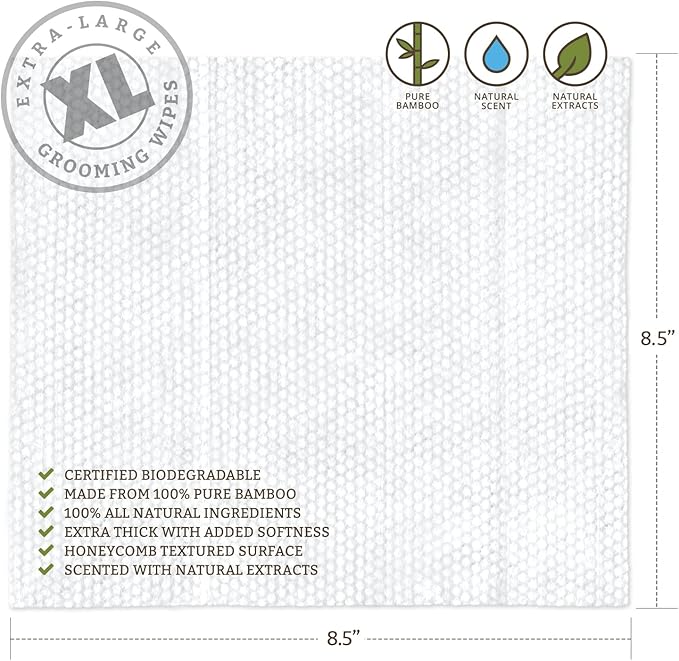 Dog Wipes | Grooming Pet Wipes for Dogs (Cat Wipes), Eye, Ear & Paw Puppy Wipes, Deodorizing, Hypoallergenic, Natural Extracts & Fragrance Free, Extra Thick & Soft, Supports Rescues