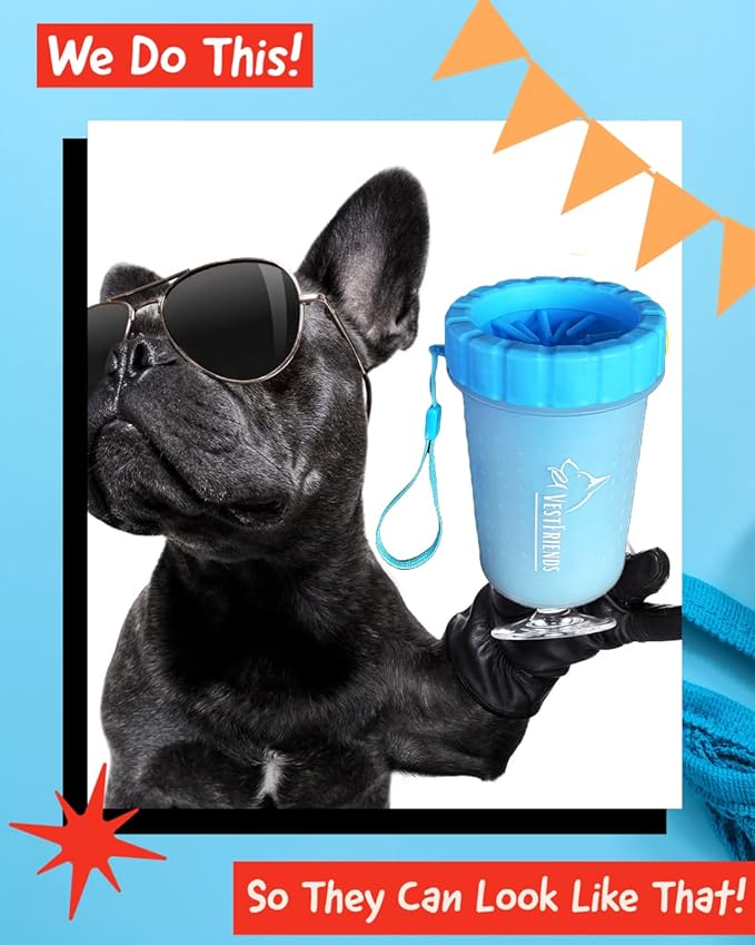 Portable Dog Foot Cleaner - Feet Cleaner for Dogs - Paw Washer - Paw Plunger - Medium and Large Breed Paw Cleaner - Travel Friendly - Durable and Leak Free - For Indoor or Outdoor Use
