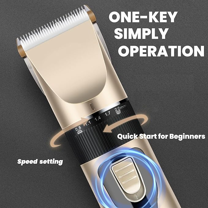 Dog Grooming Kit, Low Noise Professional Dog Grooming Clippers, Dog Hair Trimmer, Rechargeable Cordless Pet Hair Clippers Tools for Dogs Cats Pets