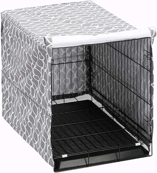Pethiy Dog Crate Cover for Wire Crates, Fits Most 24" inch Dog Crates. Easy to Put On, Take Off, and Adjust - Cover only -Gray-24 Inch