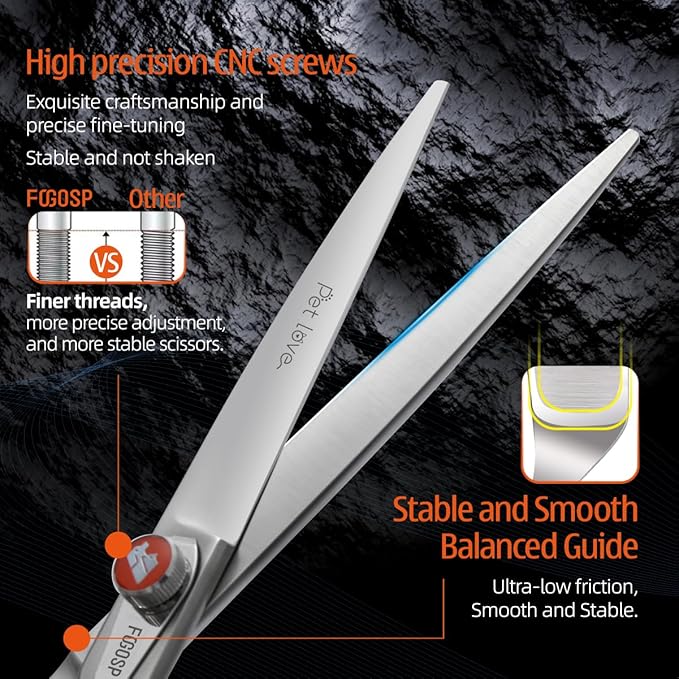 Professional 8'' Straight Dog Grooming Scissors Long Large Grooming Shears for Dogs Pet Japan 440C Right Handed Dog Hair Cutting Scissors for Poodle