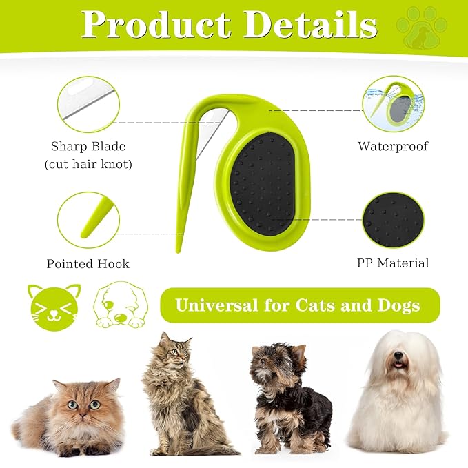 Multifunctional Pet Grooming Comb - Hair Removal Tool for Cats and Dogs, Knot Remover and Opener for Loose, Knotted Fur