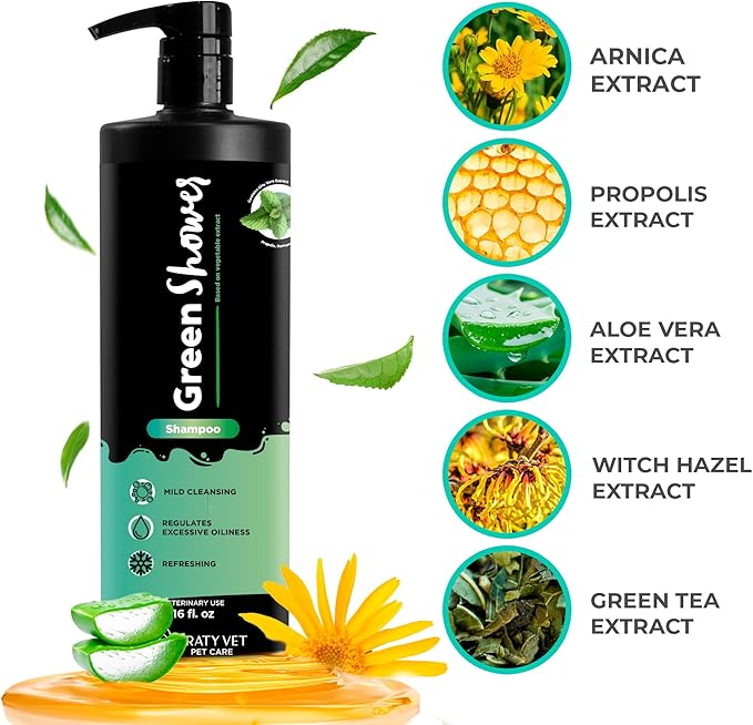 Green Shower Shampoo - Liquid - Oil-Free Solution - Mild Cleansing - Refreshing - Vegetable Extracts - Cruelty-Free (PETA Approved) - Fragrance-Free - Easy Rinse - 500ml/16Fl.oz