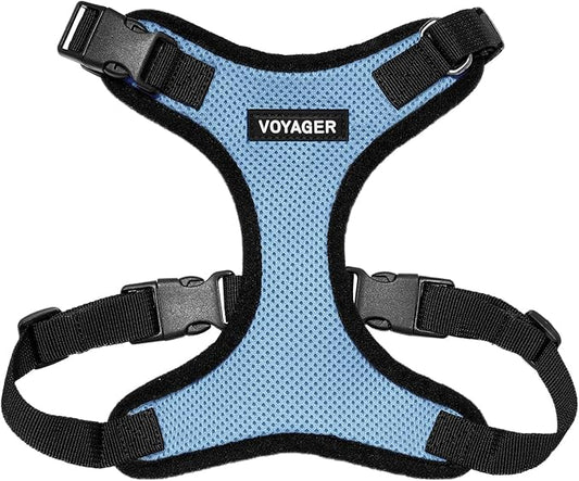 Voyager Step-in Lock Pet Harness - All Weather Mesh, Adjustable Step in Harness for Cats and Dogs by Best Pet Supplies - Baby Blue/Black Trim, L