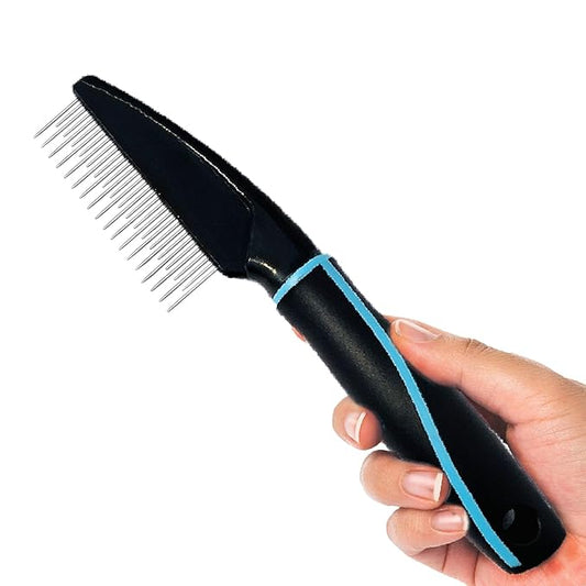 Detangling Pet Comb for Dogs & Cats - Soft On Skin with Stainless Steel Teeth for Removing Matted Fur, Knots & Tangles – Dog Grooming Comb for Long, Short & Curly Hairs