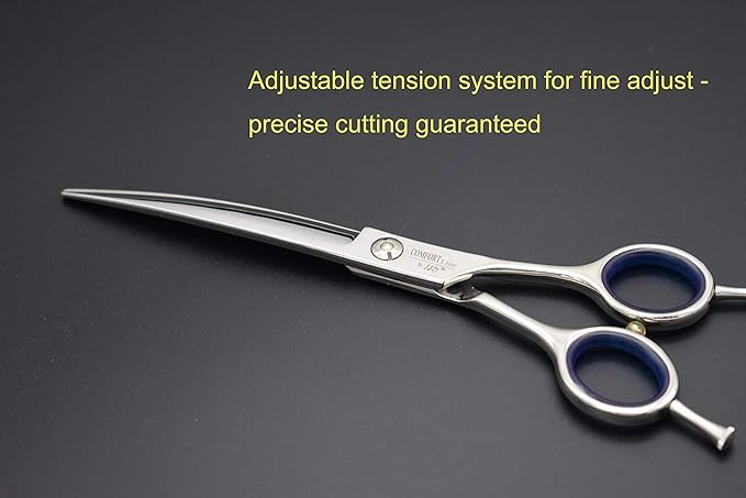 Professional Dog Grooming Scissors 7.0" Classic Dogs Scissors Shear Curved Blade Off-set Handle 440C Stainless Steel Forged (7.0" Curved)