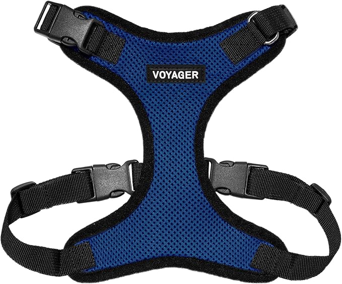Voyager Step-in Lock Pet Harness - All Weather Mesh, Adjustable Step in Harness for Cats and Dogs by Best Pet Supplies - Royal Blue/Black Trim, S