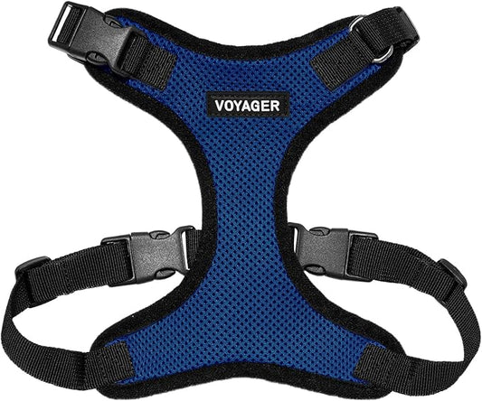 Voyager Step-in Lock Pet Harness - All Weather Mesh, Adjustable Step in Harness for Cats and Dogs by Best Pet Supplies - Royal Blue/Black Trim, S
