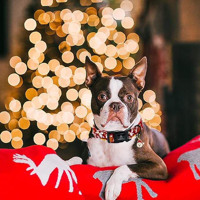 Lionheart glory Christmas Dog Collar, Red Christmas Santa Deer Dogs Collar Adjustable Soft Comfortable Collars for Small Dogs Girl or Boy Pet Gift Fall Cute Collar