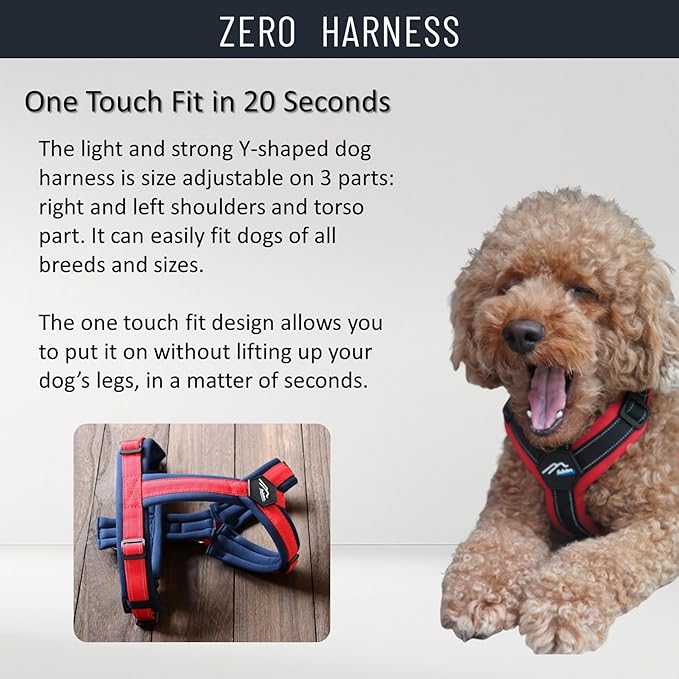 [白山:Hakusan] Zero Dog Harness Made by Japan, Safe - No chocking/Hard to Disconnect, Great fit - Easy Put on and Off/Adjustable, Reflector, M - Medium Dog, Two-Tone Gray × Mint