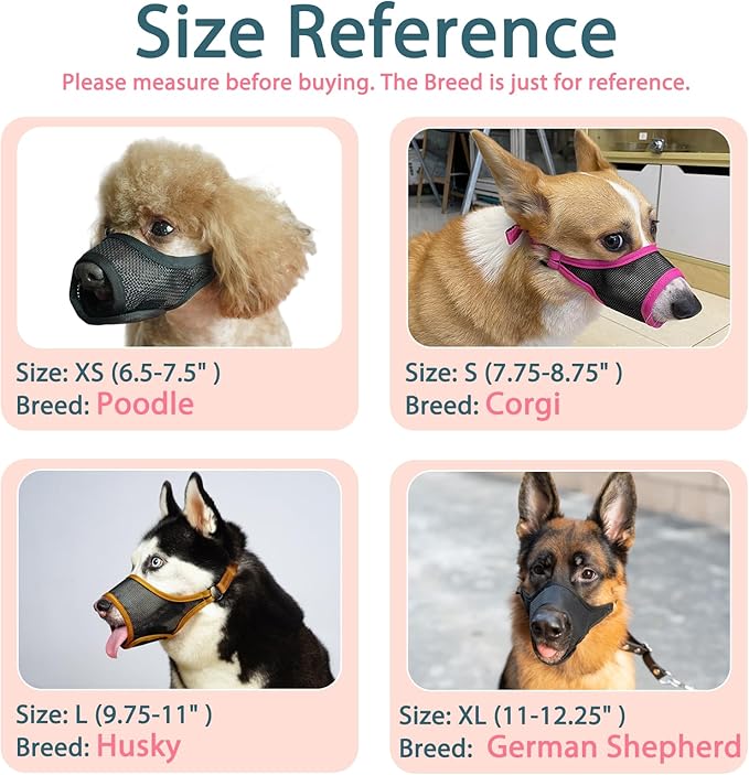 LUCKYPAW Dog Muzzle, Mesh Dog Muzzle for Large Medium Small Dogs, Soft Muzzles for Biting Chewing Fierce Barking, Breathable Muzzle with Adjustable Strap for Training (Brown, XS(Snout:6.5"-7.5"))