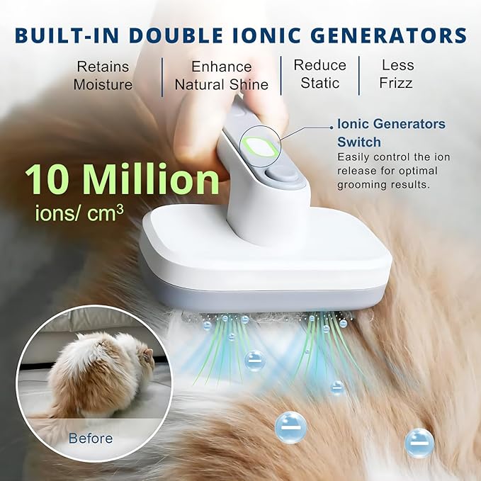 2025 Self-Cleaning Pet Grooming Brush with Negative Ion Technology – Slicker Brush for Cats & Dogs, Reduces Shedding, Gentle on Skin, Easy Release Button for Long & Short Hair