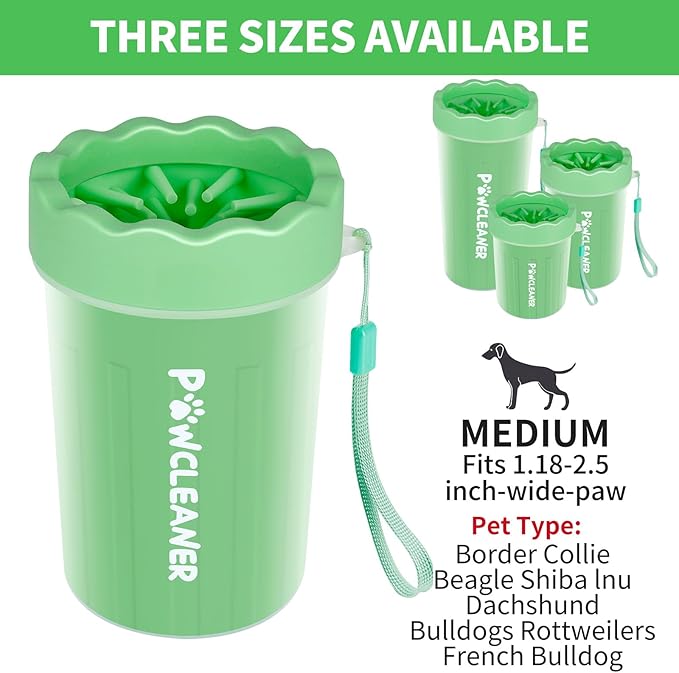 Dog Paw Cleaner for Dogs, (with 3Pcs Absorbent Towels & Adjustable Bath Brush) Dog Paw Washer, Pet Foot Cleaner (Light Green, Medium)