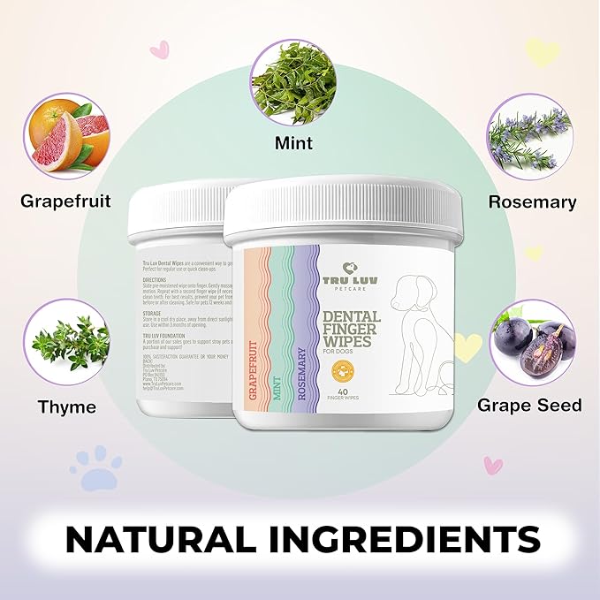 40 Dog Teeth Wipes - Dog Teeth Cleaning Products - Dog Dental Wipes - Teeth Cleaner for Dogs - Dog Tooth Cleaner - Dental Care for Dogs - Dog Tooth Brushing Kit - Dog Teeth Cleaning Kit - Dog Wipes
