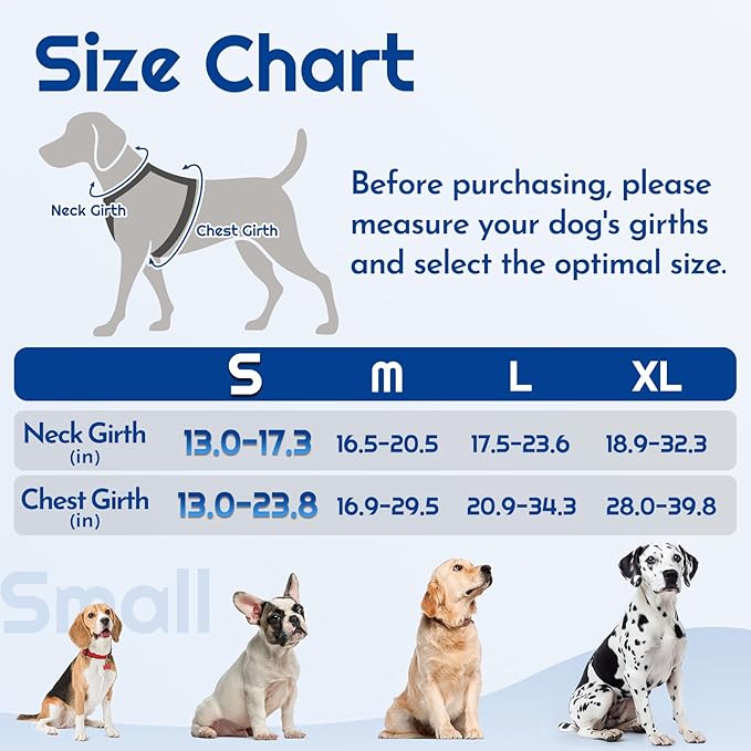 Eagloo Dog Harness Small Sized, Easy Wearing with 3 Buckles, Adjustable No Pull Pet Harness with 2 Rings for Walking, No Chock Reflective Soft Padded Vest with Control Handle, Blue & Black, S