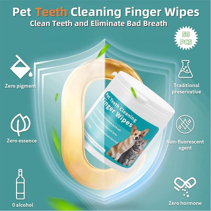 Pet Cleaning Wipes Kit For Dogs&Cats Daily Care and Traveling,includes 18 PCS Extra Thick Pet Bathing Glove Wipes,Ear/Teeth Finger Wipes and Eyes Wipes,Cleaning Deodorizing Nourish Fur,Remove Plaque&T