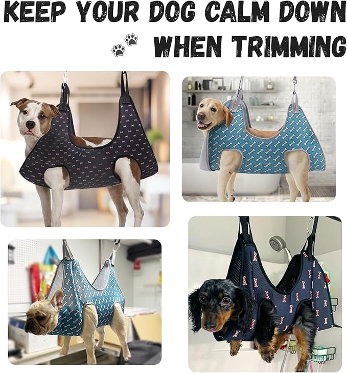 Supet Dog Grooming Hammock Harness for Cats Dogs, Relaxation Pet Grooming Hammock Restraint Dog & Small Animal Leashes Sling for Grooming Helper for Nail Trimming Clipping