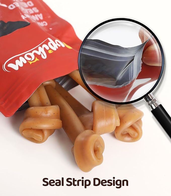 Large 6.5" Cranberry and Seaweed Chewy Bones Dog Treats,16OZ Rawhide Free Dog Treats 6 Packs Dog Chewy Treats for Aggressive Chewers Medium and Large Dogs