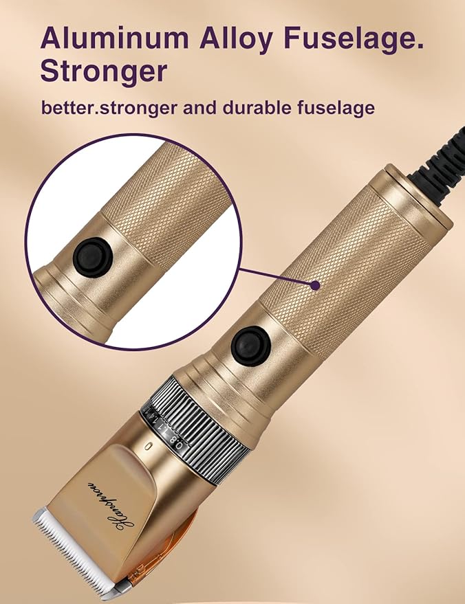 Dog Grooming Clippers, Professional Dog Clipper for Thick Coat 12V Plug-in Pet Trimmer High Power Pet Clippers Low Noise with Guard Combs Brush for Dogs Cats and Other Animal