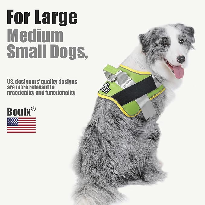 Bolux Dog Harness, No-Pull Reflective Dog Vest, Breathable Adjustable Pet Harness with Handle for Outdoor Walking - No More Pulling, Tugging or Choking (XX-Large (Pack of 1), GreenYellow)