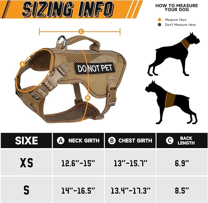 Tactical Dog Harness for Small Dogs, Breathable Mesh Dog Vest Tactical Puppy Harness with Handle, Reflective Military Dog Vests Harness for Outdoor Training Walking