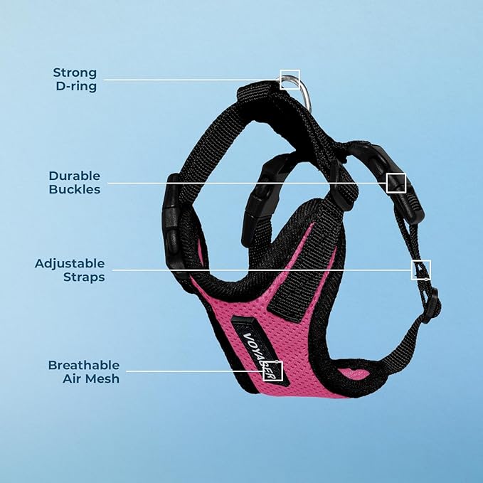 Voyager Step-in Lock Pet Harness - All Weather Mesh, Adjustable Step in Harness for Cats and Dogs by Best Pet Supplies - Fuchsia/Black Trim, XL