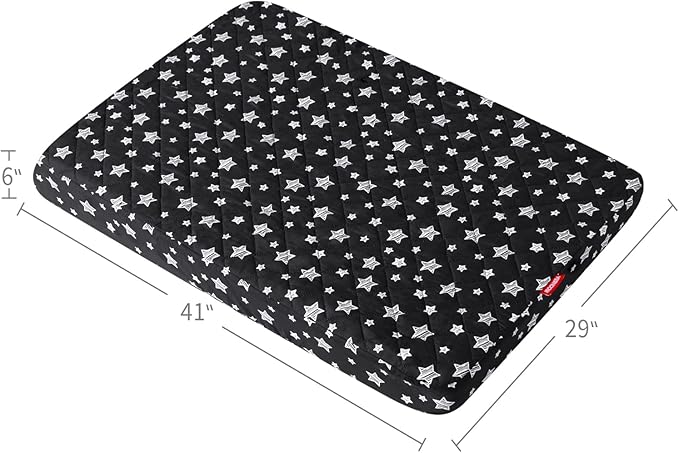 Dog Bed Covers Replacement Washable Pet Hair Easy to Remove, Waterproof Dog Bed Covers Noiseless Quilted, Pet Bed Cover Lovely Black Star Print, Puppy Bed Cover 29x41 Inches, for Dog/ Cat, Cover Only