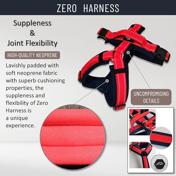 [白山:Hakusan] Zero Dog Harness Made by Japan, Safe - No chocking/Hard to Disconnect, Great fit - Easy Put on and Off/Adjustable, Reflector, M - Medium Dog, Two-Tone Gray × Mint