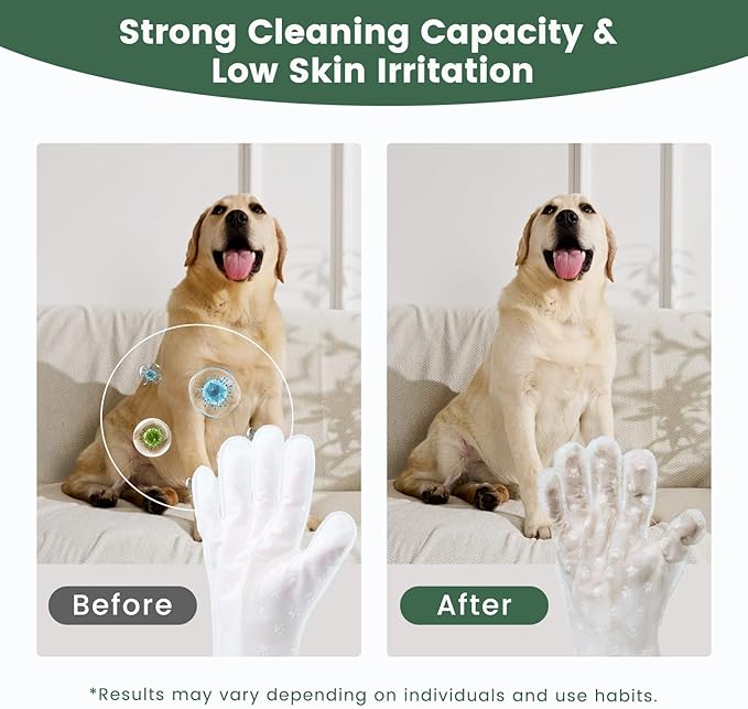 Gardner Pet Extra Thick Pet Glove Wipes for Dogs and Cats, Dog Wipes Cleaning Deodorizing Bath Wipes, Dog Wipes for Paws and Butt, Grooming Cat Wipes, Puppy Wipes, Unscented 8 PCS