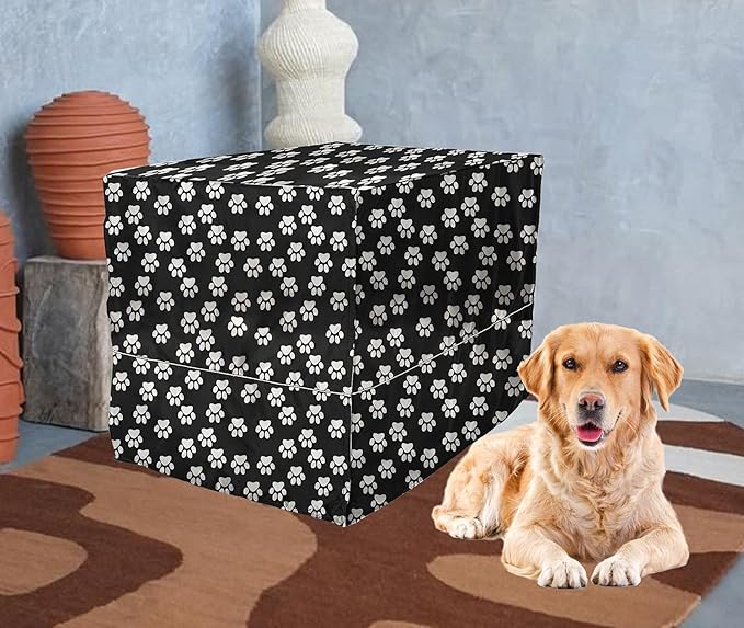 Dog Crate Cover for Wire Crates, Fits Most 42" inch Dog Crates. Easy to Put On, Take Off, and Adjust - Cover only - Black -42 Inch