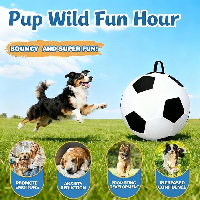 Herding Ball for Dogs 25"- Giant Dog Herding Balls for Outdoor Chase/Train/Exercise, Durable Oxford Soccer Cover with Straps Dog Ball Toy for Australian Shepherd,Cattle,Border Collie Medium Large Dogs