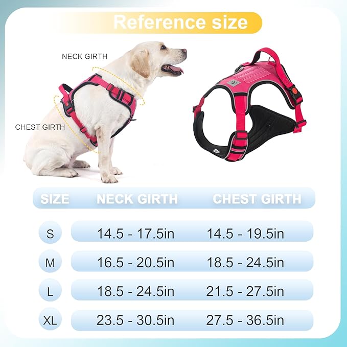 Service Dog Harness, No Pull Pet Harness with 2 Leash Clips, Reflective Adjustable No Choke Dog Vest with 5 PCS Patches,Vest Harness with Easy Control Handle Walking,Hiking,Training