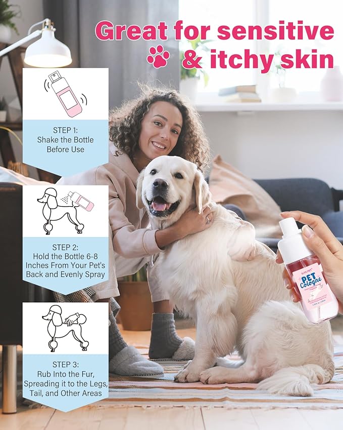 Dog & Cat Perfume | Long-Lasting Baby Powder Scent Deodorizing Spray | Fur-Conditioning Cologne, Non-Sticky Formula | Travel-Friendly, 3.38 fl. oz