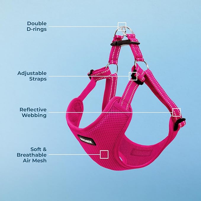 Best Pet Supplies Voyager Adjustable Dog Vest Harness Breathable No Pull Harness for Small, Medium, Large Dogs, Harness for Walking, Jogging, Easy Step-In, Reflective Stripes - (Fuchsia), XL