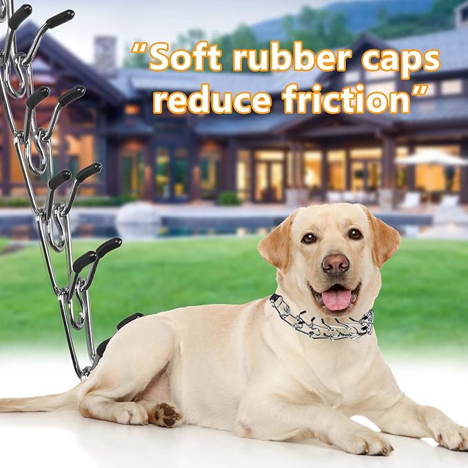 Dog ProngTraining Collar Choke Pinch Collar for Dogs with Comfort No Pull Dog Collar Rubber Tips and Quick Release Snap for Small Medium Large Dogs