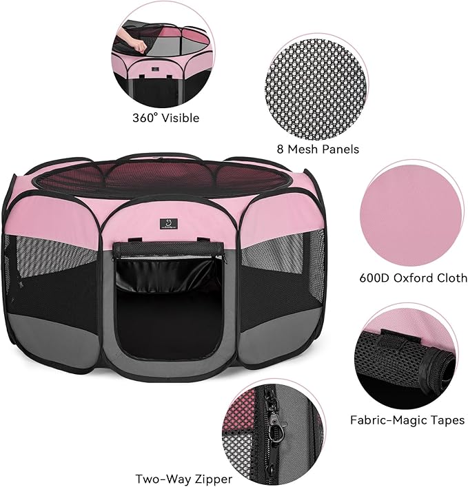 A4Pet Dog Playpen, Pet Playpen Indoor/Outdoor - Portable, Foldable Design - Ideal for Puppies, Kittens, and Small Animals - Removable Zipper & Collapsible Travel Bowl
