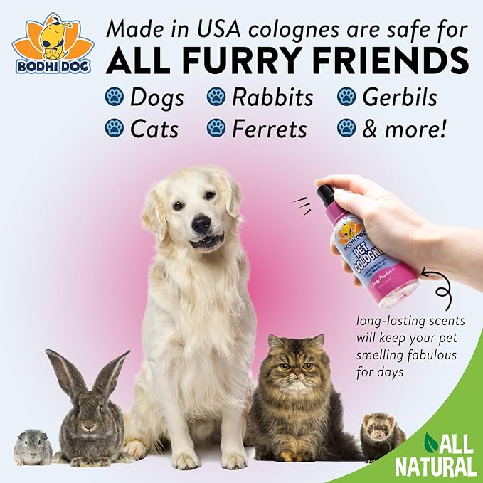 Bodhi Dog Natural Dog Cologne (Baby Powder) - Premium Scented Deodorizing Pet Perfume with Conditioner for Dogs & Cats - Keeps Pets Fresh & Clean - Gentle and Safe Formula, Made in USA (4 Fl Oz)